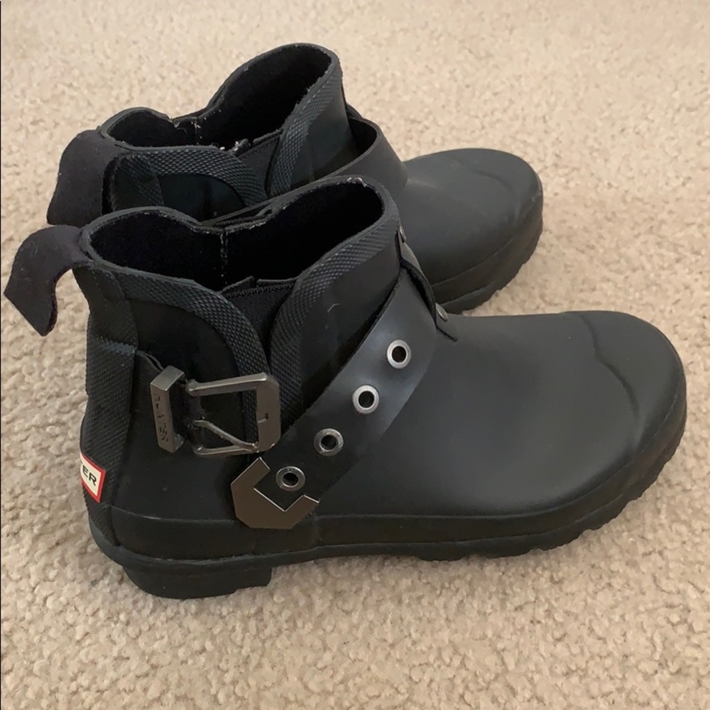 HUNTER black Chelsea motorcycle Rainboots
